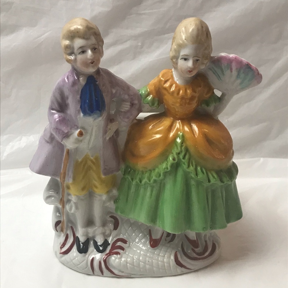 Vintage Victorian Man and Woman Planter Japan